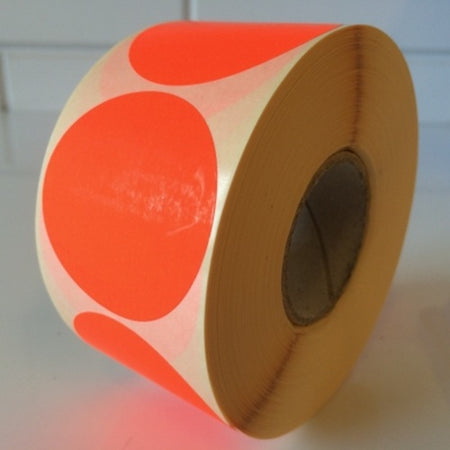 Klika - Etikett 50 mm rund Fluorrot 1000 Rolle 15 Stück