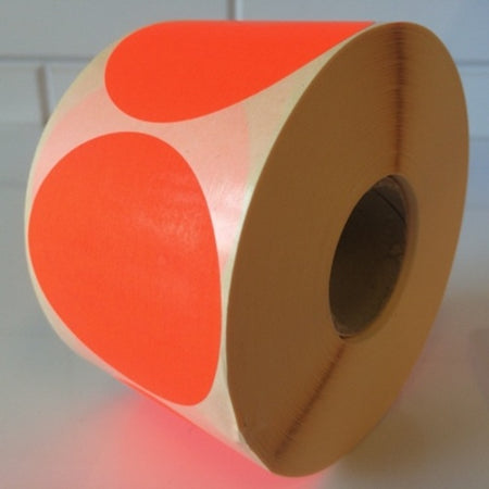 Klika - Etikett 100 mm rund Fluorrot 1000 Rolle 5 Stück