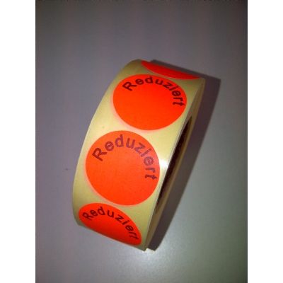 Klika - Etikett 30 mm fluoreszierend rot REDUZIERT 20 Stück