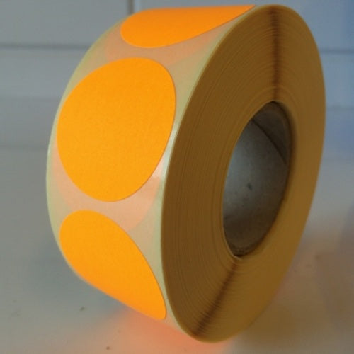 Klika - Etikett 35 mm rund Fluororange 1000 Rolle 30 Stück
