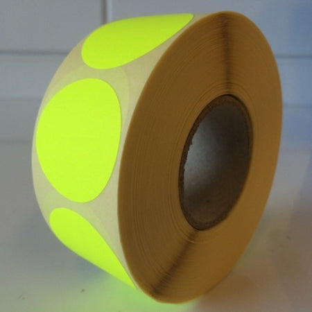 Klika -  Etiket 32 mm rond fluor geel 1000 rol