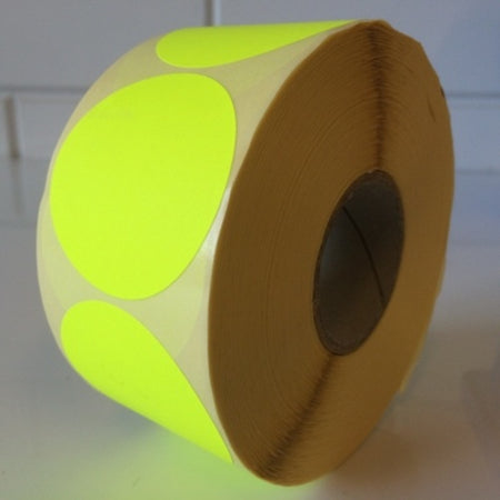 Klika -  Etiket 50 mm rond fluor geel 1000 rol
