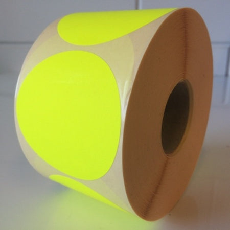 Klika - Etikett 65 mm rund Fluorgelb 1000 Rolle 9 Stück