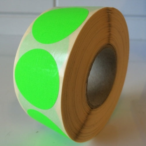 Klika - Etikett 35 mm rund fluorgrün 1000 Rolle 30 Stück