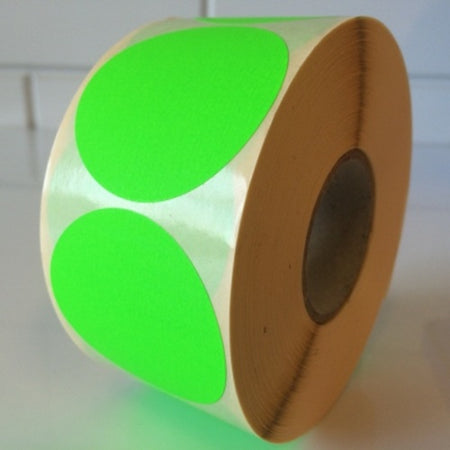 Klika - Etikett 65 mm rund fluorgrün 1000 Rolle 9 Stück