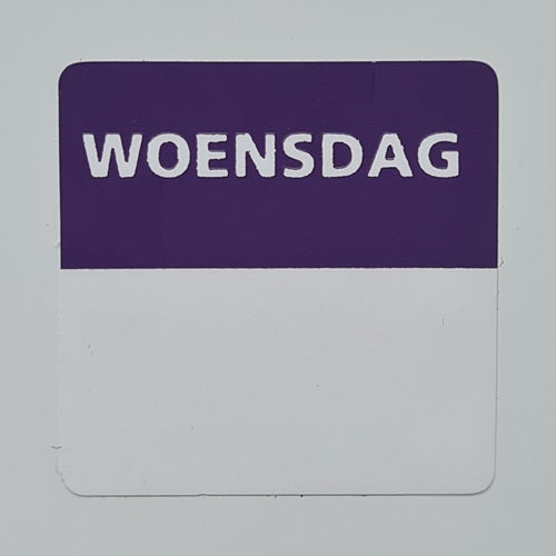 Klika -  Etiket woensdag wit/paars 25x25mm 500 st