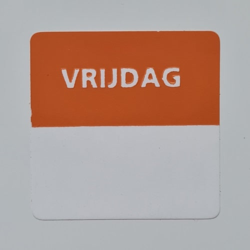 Klika -  Etiket vrijdag wit/oranje 25x25mm 500 st