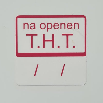 Klika -  Etiket na openen THT wit/magenta 25x25mm