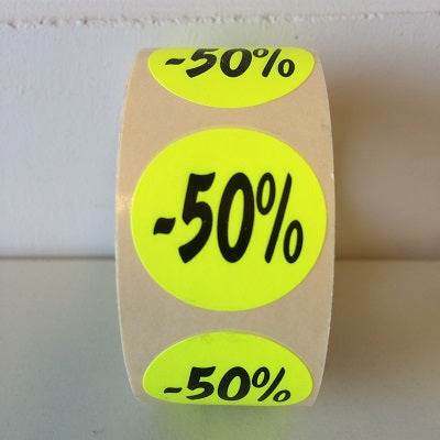 Klika - Etikett fluoreszierend gelb 27mm -50% 500/Rolle 30 Stück