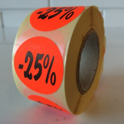 Klika - Fluorrotes Etikett 35 mm 25 % Rabatt 500/R 30 Stück