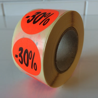 Klika - Fluorrotes Etikett 35 mm 30 % Rabatt 500/R 30 Stück