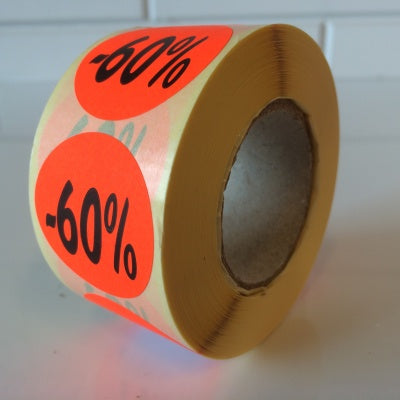 Klika -  Etiket fluor rood 27mm -60% 500/rol