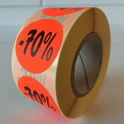 Klika -  Etiket fluor rood 27mm -70% 500/rol