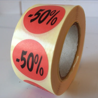 Klika -  Etiket rood 27mm -50% 500/rol