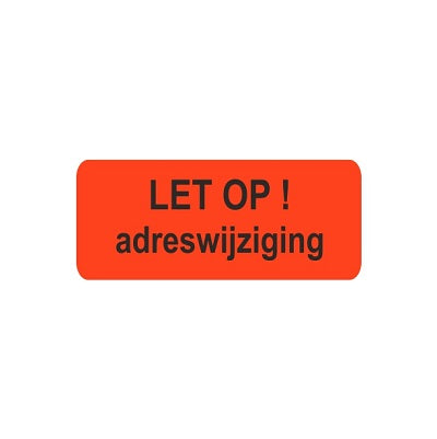 Klika -  Etiket fluor rood 38x15mm Adreswijziging