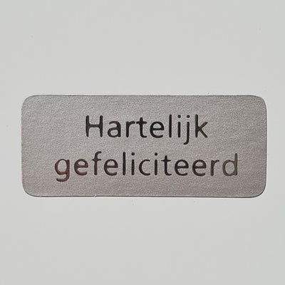 Klika -  Etiket Hartelijk gefeliciteerd zilver/z