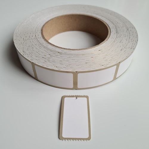 Klika - Hängeetikett auf Rolle 25x42 mm GOLD Rand 1000 15 Stück