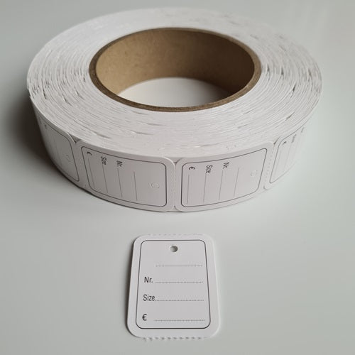 Klika - Hängeetikett auf Rolle 30x40 mm bedruckt 1000 14 Stück