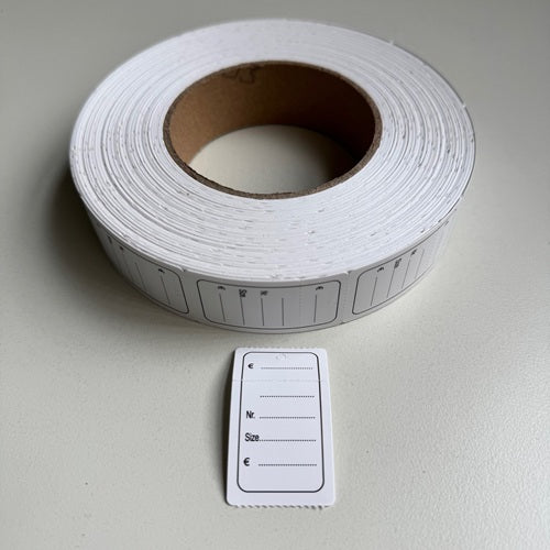 Klika - Hängeetikett auf Rolle 30x50 mm bedruckt 1000 11 Stück
