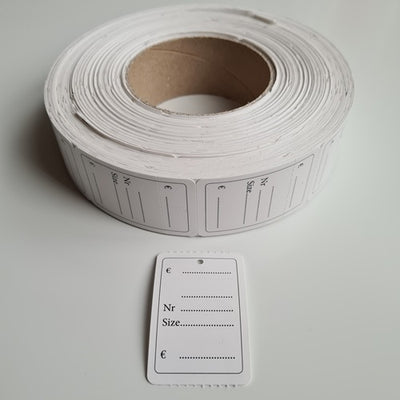 Klika - Hängeetikett auf Rolle 40x60 mm bedruckt 1000 11 Stück
