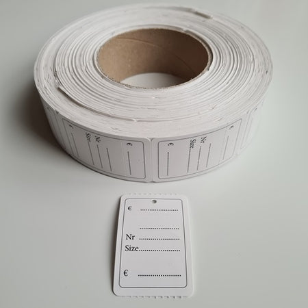 Klika - Hängeetikett auf Rolle 40x60 mm bedruckt 1000 11 Stück