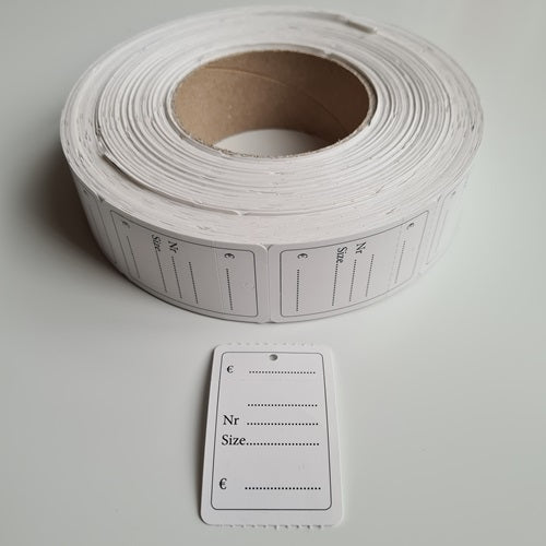 Klika - Hängeetikett auf Rolle 40x60 mm bedruckt 1000 11 Stück