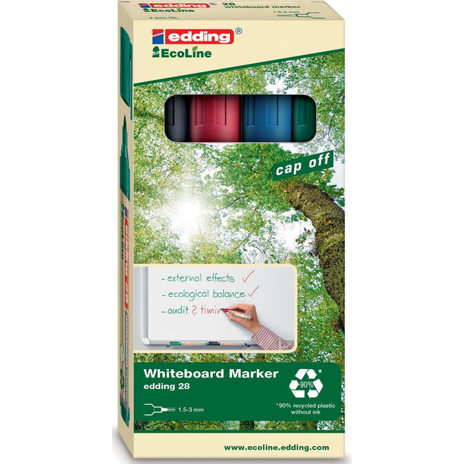 Edding - Whiteboardmarker 28 EcoLine rund 1,5-3mm sortiertes Set à 4 Stück