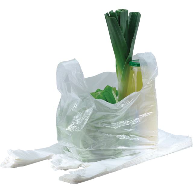 Klika - Tasche | Kariert | HDPE | 50x 15x80cm | Hemd-Einkaufstasche | weiß | 250 Stück