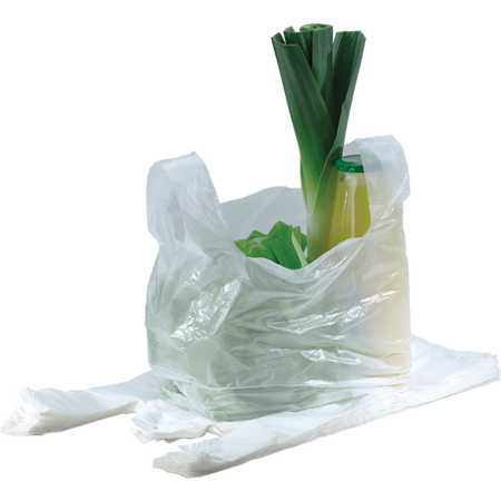 Klika - Tasche | Kariert | HDPE | 50x 15x80cm | Hemd-Einkaufstasche | weiß | 250 Stück