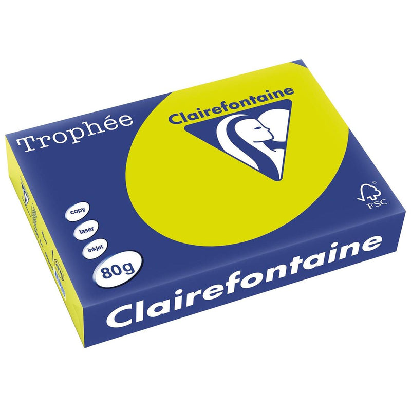 Clairefontaine - Trophée Intens, farbiges Papier, A4, 80 g, 500 Blatt, fluoreszierendes Grün