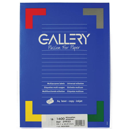 Galerie – weiße Etiketten, 99,1 x 33,9 mm (B x H), runde Ecken, Box mit 1.600 Etiketten