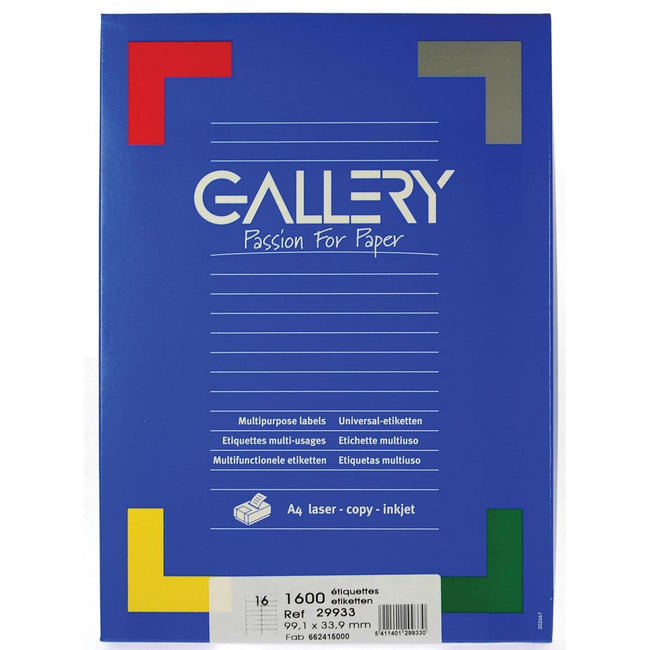 Galerie – weiße Etiketten, 99,1 x 33,9 mm (B x H), runde Ecken, Box mit 1.600 Etiketten