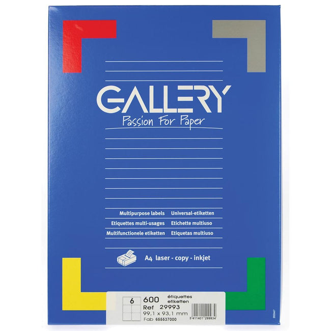 Galerie – weiße Etiketten, 99,1 x 93,1 mm (B x H), runde Ecken, Box mit 600 Etiketten