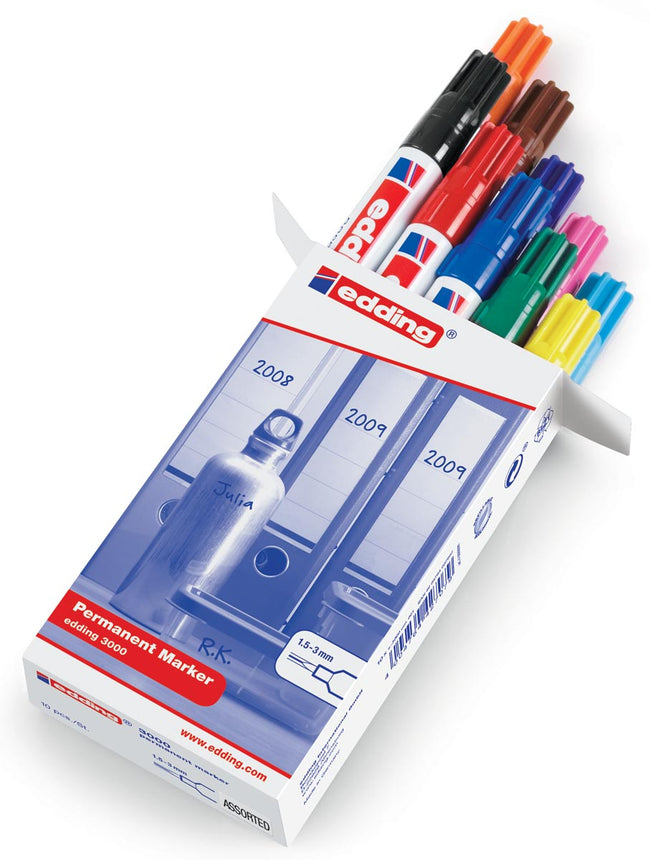 Edding - Filzstift 3000 rund 1,5-3mm sortierte Box mit 10 Stück