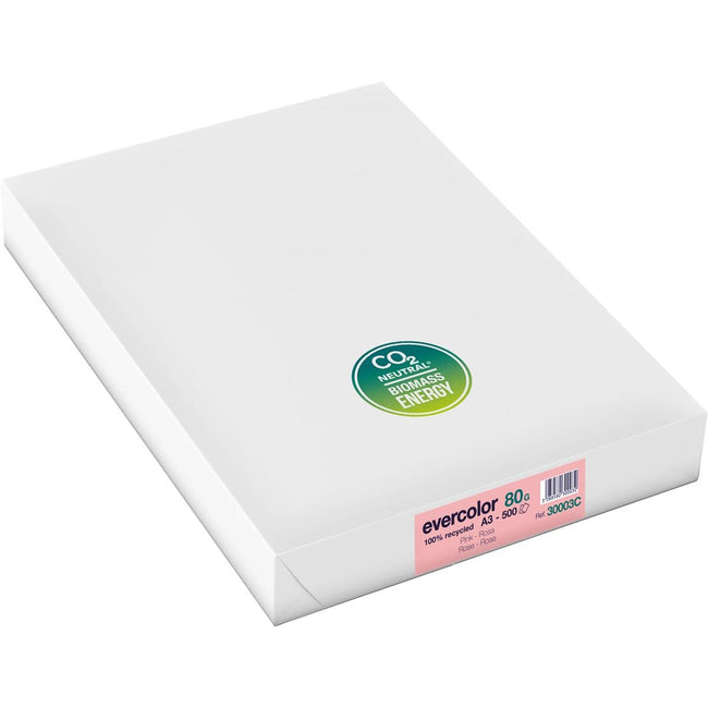 Clairefontaine - Evercolor farbiges Recyclingpapier, A3, 80 g, 500 Blatt, rosa