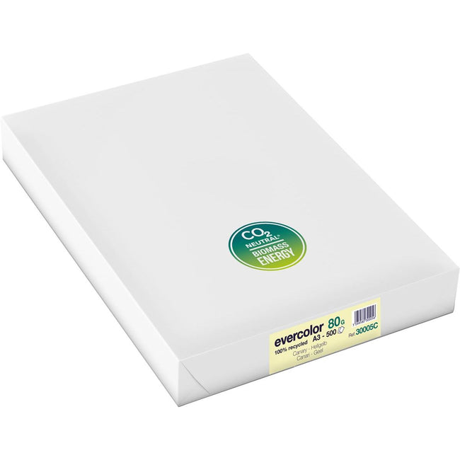 Clairefontaine - Evercolor farbiges Recyclingpapier, A3, 80 g, 500 Blatt, gelb