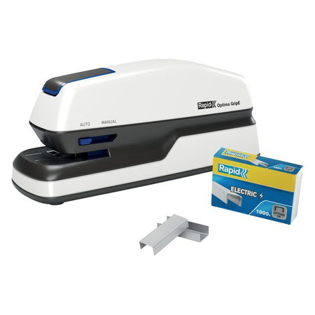 Rapid - Optima Grip Elektrohefter 20 Blatt silber/schwarz | 3 Stück