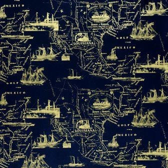 Klika - Geschenkpapier Geschenkpapier Goldene Seekarte auf mattem Marineblau 30 cm