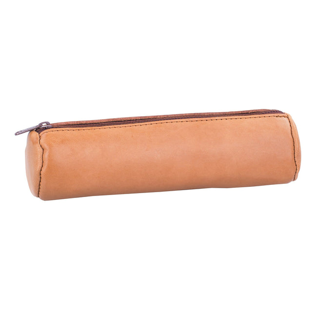 Oxford -  Pennenetui  22x6cm leer rond naturel