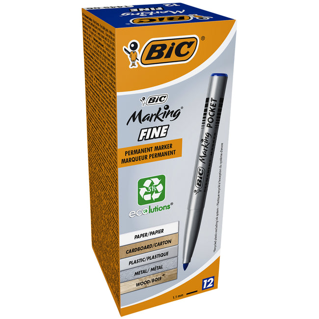BIC -  Viltstift  1445 ecolutions rond f blauw | 12 stuks