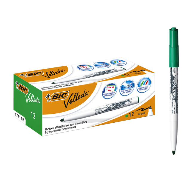 BIC -  Whiteboardmarker  1741 rond m groen | 12 stuks