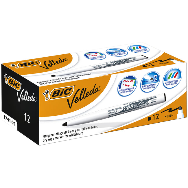 BIC -  Whiteboardmarker  1741 rond m zwart | 12 stuks