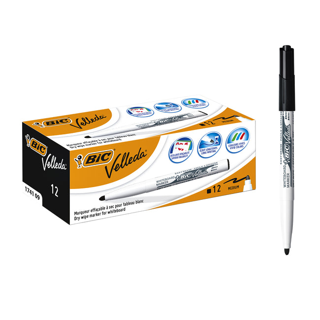 BIC -  Whiteboardmarker  1741 rond m zwart | 12 stuks