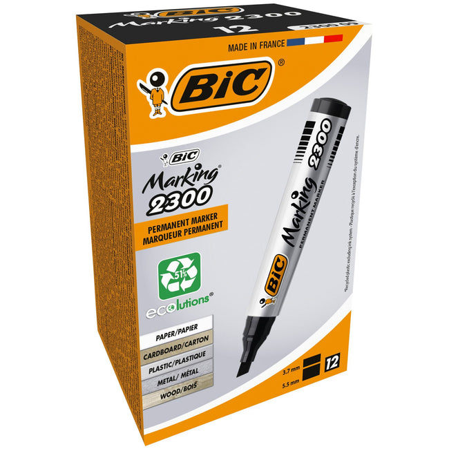 BIC -  Viltstift  2300 ecolutions schuin m zwart | 12 stuks