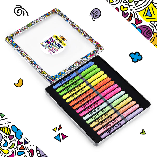 BIC -  Markeerstift  highlight your life in blik ass | 10 stuks