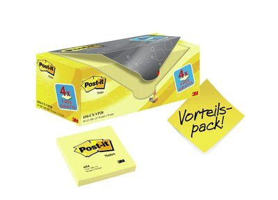 Post-it - Notizblock 654 76x76mm gelb 16 + 4 gratis