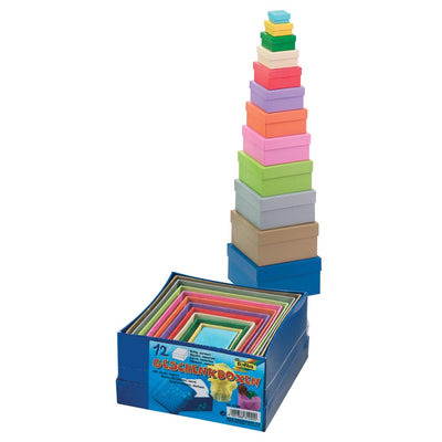 Folia – Geschenkboxen quadratisch, größter Fuß: 14,5 x 7,5 cm (L x H), kleinster Fuß: 3,5 x 2 cm (L x H)