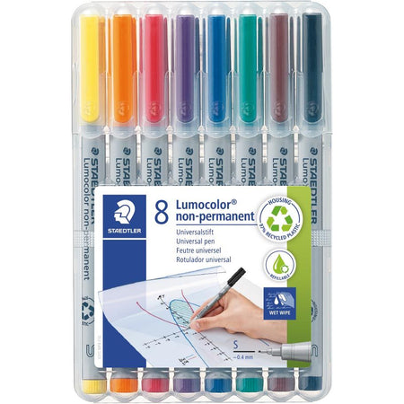 Staedtler - Lumocolor 311, OHP-Marker, nicht permanent, 0,8 mm, Schachtel mit 8 Stück in verschiedenen Farben