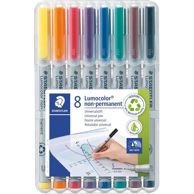 Staedtler - Lumocolor 311, OHP-Marker, nicht permanent, 0,8 mm, Schachtel mit 8 Stück in verschiedenen Farben
