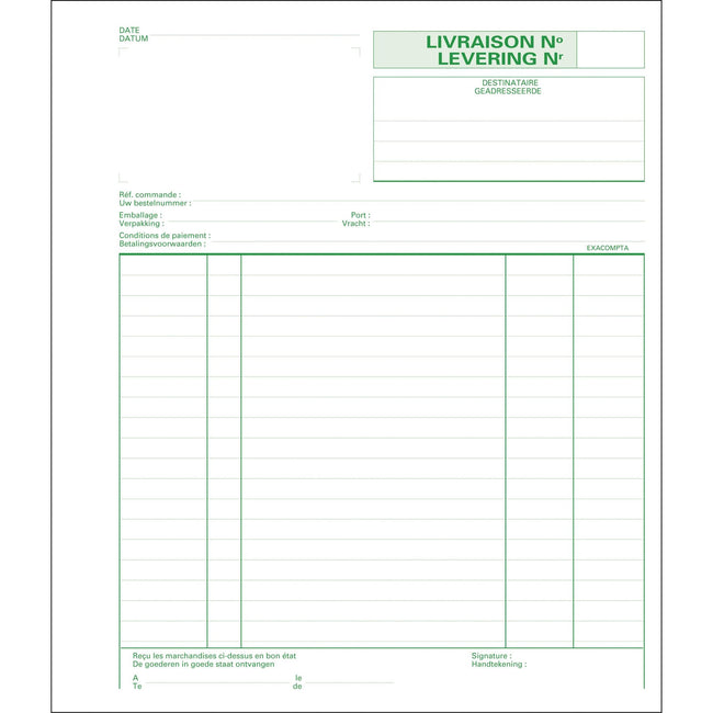 Exacompta -  Leveringenboek  manifold du 50vel nl fr